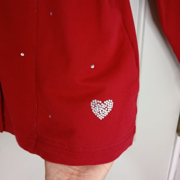 DreamJeannes Red Rhinestone Jacket Button-Up By Quacker Factory XL Womens - Picture 4 of 12